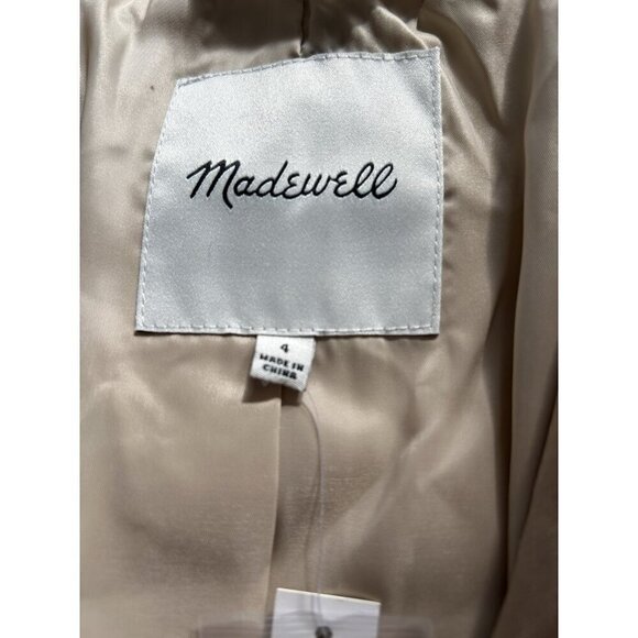 Madewell Satin Oversized Blazer Matchstick Beige Tan Sateen Jacket NN822 Size 4 - Picture 8 of 12